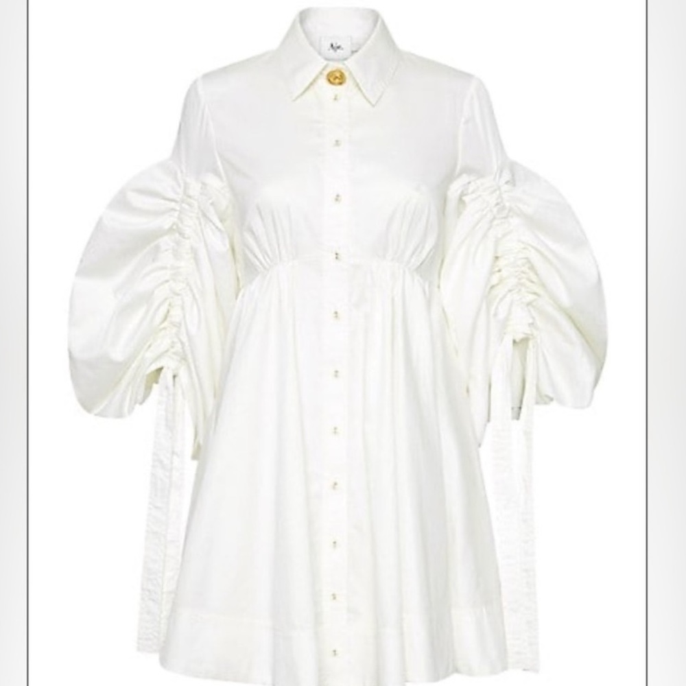 Aje Utopia Drawstring Puff-sleeve Mini dress